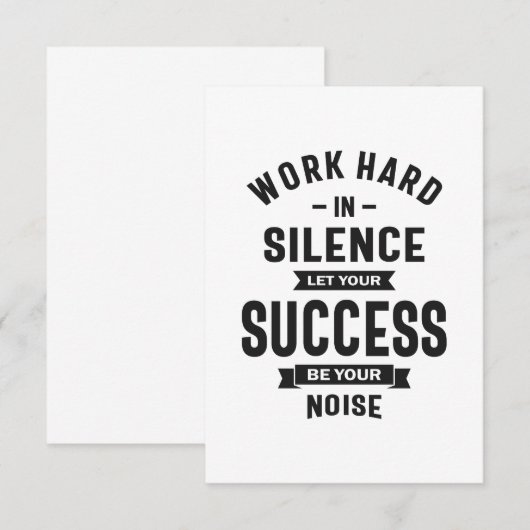Het werk hard in stilte - laat succes het lawaai m RSVP kaartje (Voorkant / Achterkant)
