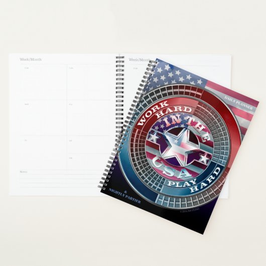 Het werk hard, speel hard in de Planner van de V.S (Display)