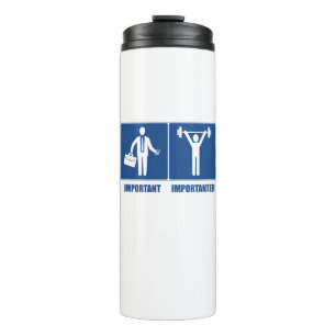 Het werk is belangrijk gewicht heffen is belangrij thermosbeker