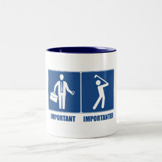 Het werk is belangrijk, Golf is belangrijk Tweekleurige Koffiemok