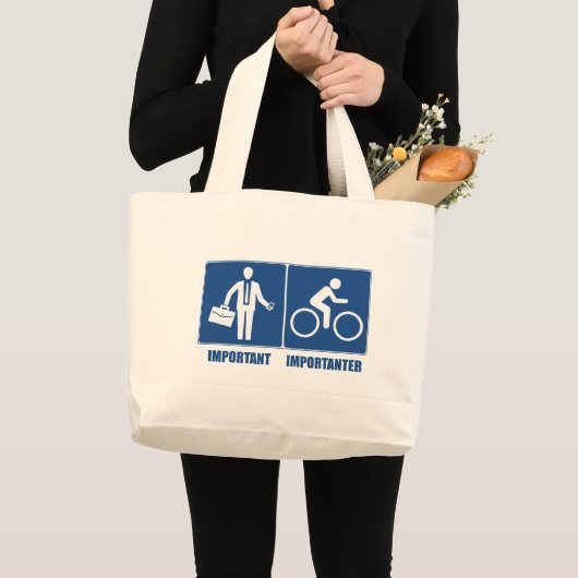 Het werk is belangrijk, het cycli is belangrijk grote tote bag (Voorkant (product))