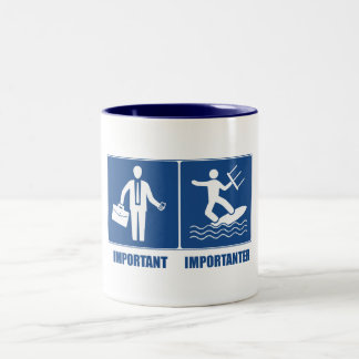 Het werk is belangrijk, het keuken is belangrijk tweekleurige koffiemok