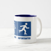 Het werk is belangrijk, het Rollerblading is belan Tweekleurige Koffiemok (Voorkant rechts)