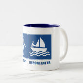 Het werk is belangrijk, het verkopen is belangrijk tweekleurige koffiemok (Voorkant rechts)