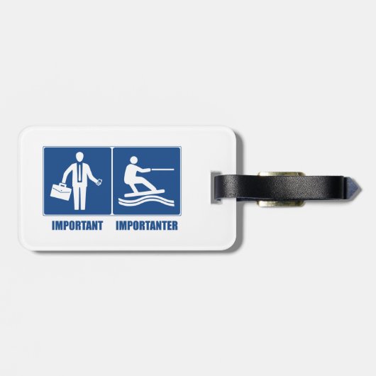 Het werk is belangrijk, het wakeboarding is belang bagagelabel (Achterkant horizontaal)