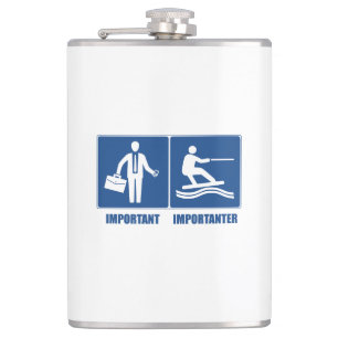 Het werk is belangrijk, het wakeboarding is belang heupfles