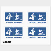Het werk is belangrijk, het wakeboarding is belang rechthoekige sticker (Vel)