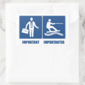 Het werk is belangrijk, het wakeboarding is belang rechthoekige sticker (Tas)