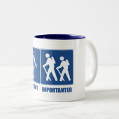 Het werk is belangrijk het wandelen is belangrijk tweekleurige koffiemok (Voorkant rechts)