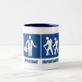 Het werk is belangrijk het wandelen is belangrijk tweekleurige koffiemok (Center)