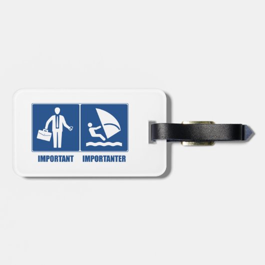 Het werk is belangrijk, het windsurfen is belangri bagagelabel (Achterkant horizontaal)