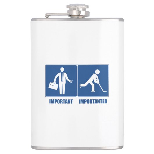 Het werk is belangrijk, Hockey is belangrijk Heupfles (Voorkant)