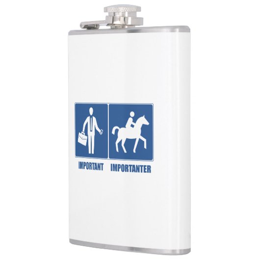 Het werk is belangrijk, Horseback Riding is belang Heupfles (Links)