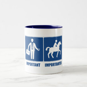 Het werk is belangrijk, Horseback Riding is belang Tweekleurige Koffiemok
