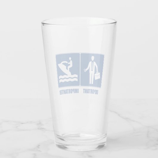 Het werk is belangrijk, Jet Skiing is belangrijk Glas (Achterkant)