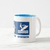 Het werk is belangrijk, Jet Skiing is belangrijk Tweekleurige Koffiemok (Voorkant rechts)