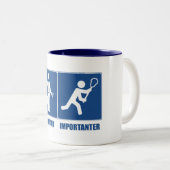 Het werk is belangrijk, lacrosse is belangrijk tweekleurige koffiemok (Voorkant rechts)