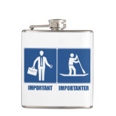 Het werk is belangrijk, opstellend het opzadelen i heupfles (Voorkant)