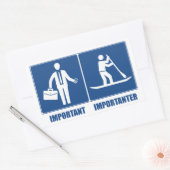 Het werk is belangrijk, opstellend het opzadelen i rechthoekige sticker (Envelop)