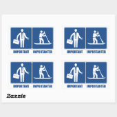 Het werk is belangrijk, opstellend het opzadelen i rechthoekige sticker (Vel)