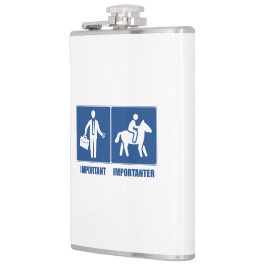 Het werk is belangrijk, paarden zijn belangrijk heupfles (Links)