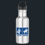 Het werk is belangrijk, paarden zijn belangrijk waterfles<br><div class="desc">Ga naar huis,  het zal er morgen zijn. Ga gewoon op je paard rijden. Dit grappige ontwerp show iconen van een zakenman en een horsmakreel.</div>