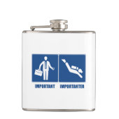 Het werk is belangrijk, Scuba het Duiken is belang Heupfles (Voorkant)