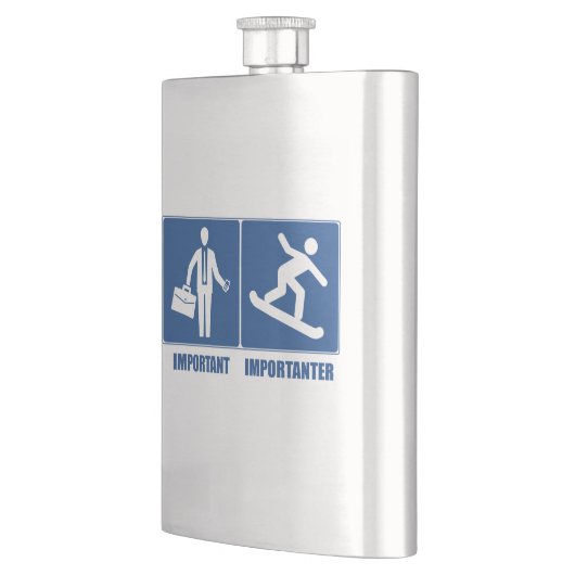 Het werk is belangrijk, Snowboarding is belangrijk Heupfles (Links)