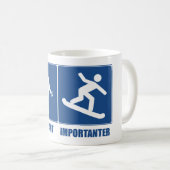 Het werk is belangrijk, Snowboarding is belangrijk Koffiemok (Voorkant rechts)