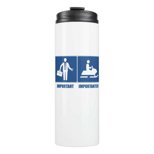 Het werk is belangrijk, Snowmobiing is belangrijk Thermosbeker (Voorkant)