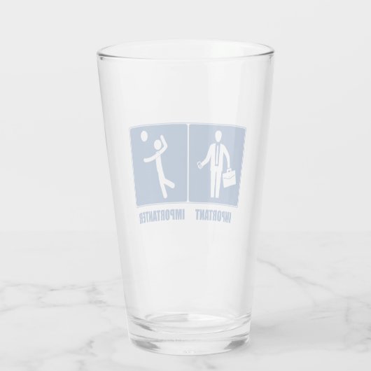 Het werk is belangrijk volleybal is belangrijk glas (Achterkant)