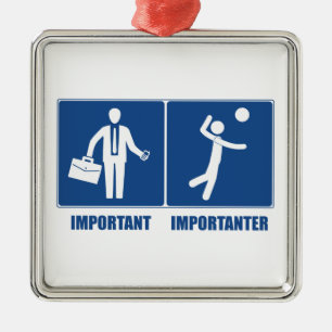 Het werk is belangrijk volleybal is belangrijk metalen ornament