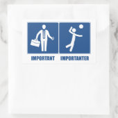 Het werk is belangrijk volleybal is belangrijk rechthoekige sticker (Tas)