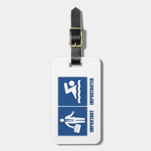 Het werk is belangrijk, zwemmen is belangrijk bagagelabel (Voorkant verticaal)