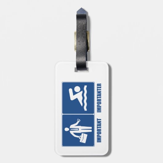 Het werk is belangrijk, zwemmen is belangrijk bagagelabel (Achterkant verticaal)