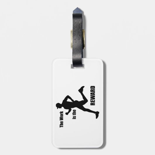 Het werk is de beloning-loper bagagelabel (Achterkant verticaal)
