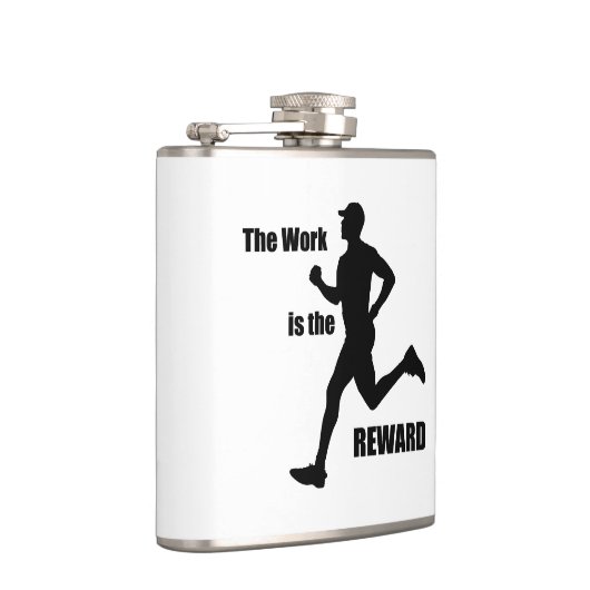 Het werk is de beloning-loper heupfles (Rechts)