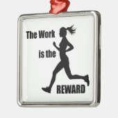 Het werk is de beloningsvrouw loper metalen ornament (Links)