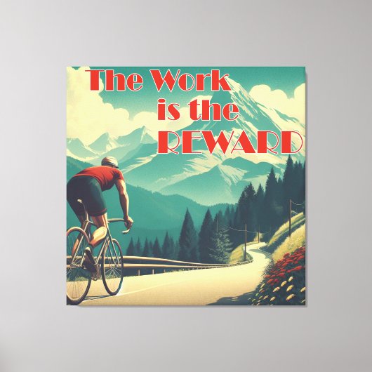 Het werk is de Reward Cyclist Mountains Canvas Afdruk (Voorkant)