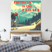 Het werk is de Reward Cyclist Mountains Canvas Afdruk (Insitu (Slaapkamer))