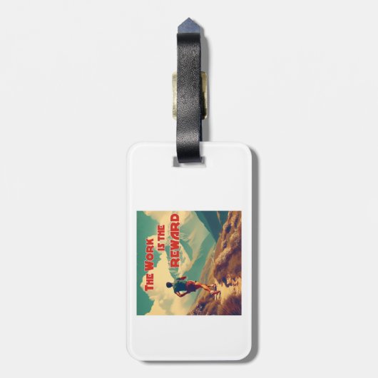 Het werk is de Reward Runner Mountains Bagagelabel (Achterkant verticaal)