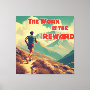 Het werk is de Reward Runner Mountains Canvas Afdruk