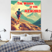 Het werk is de Reward Runner Mountains Canvas Afdruk (Insitu (Slaapkamer))