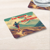Het werk is de Reward Runner Mountains Kartonnen Onderzetters (Schuin)