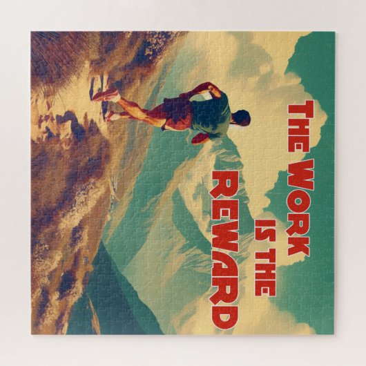 Het werk is de Reward Runner Mountains Legpuzzel (Horizontaal)