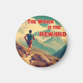 Het werk is de Reward Runner Mountains Magneet (Voorkant)