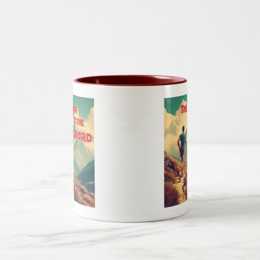 Het werk is de Reward Runner Mountains Tweekleurige Koffiemok (Center)