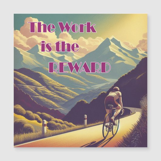 Het werk is de Reward Woman Cyclist Mountains (Voorkant)