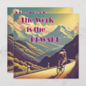 Het werk is de Reward Woman Cyclist Mountains (Voorkant / Achterkant)