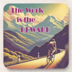 Het werk is de Reward Woman Cyclist Mountains Bier Onderzetter
